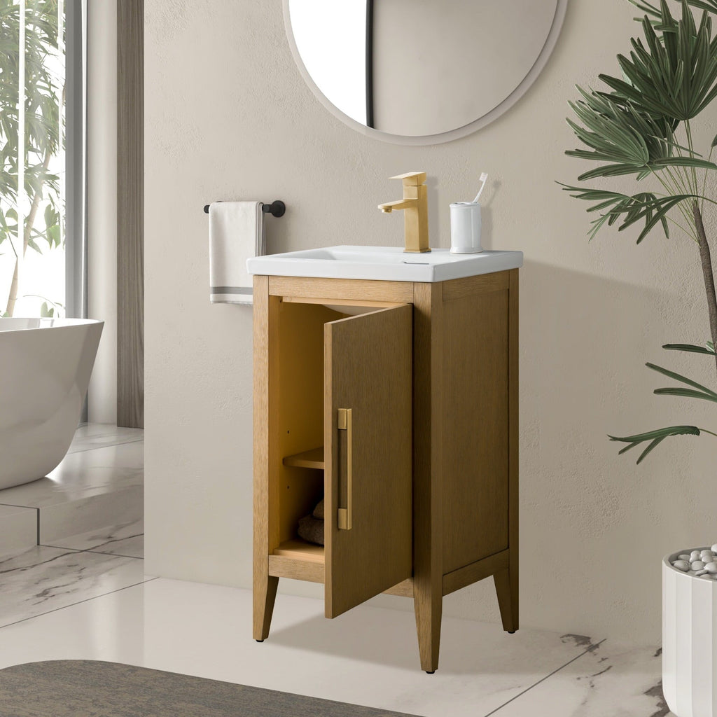 Vanity Art 20 or 24 or 30 Single Sink Bathroom Vanity Cabinet with Ceramic Top