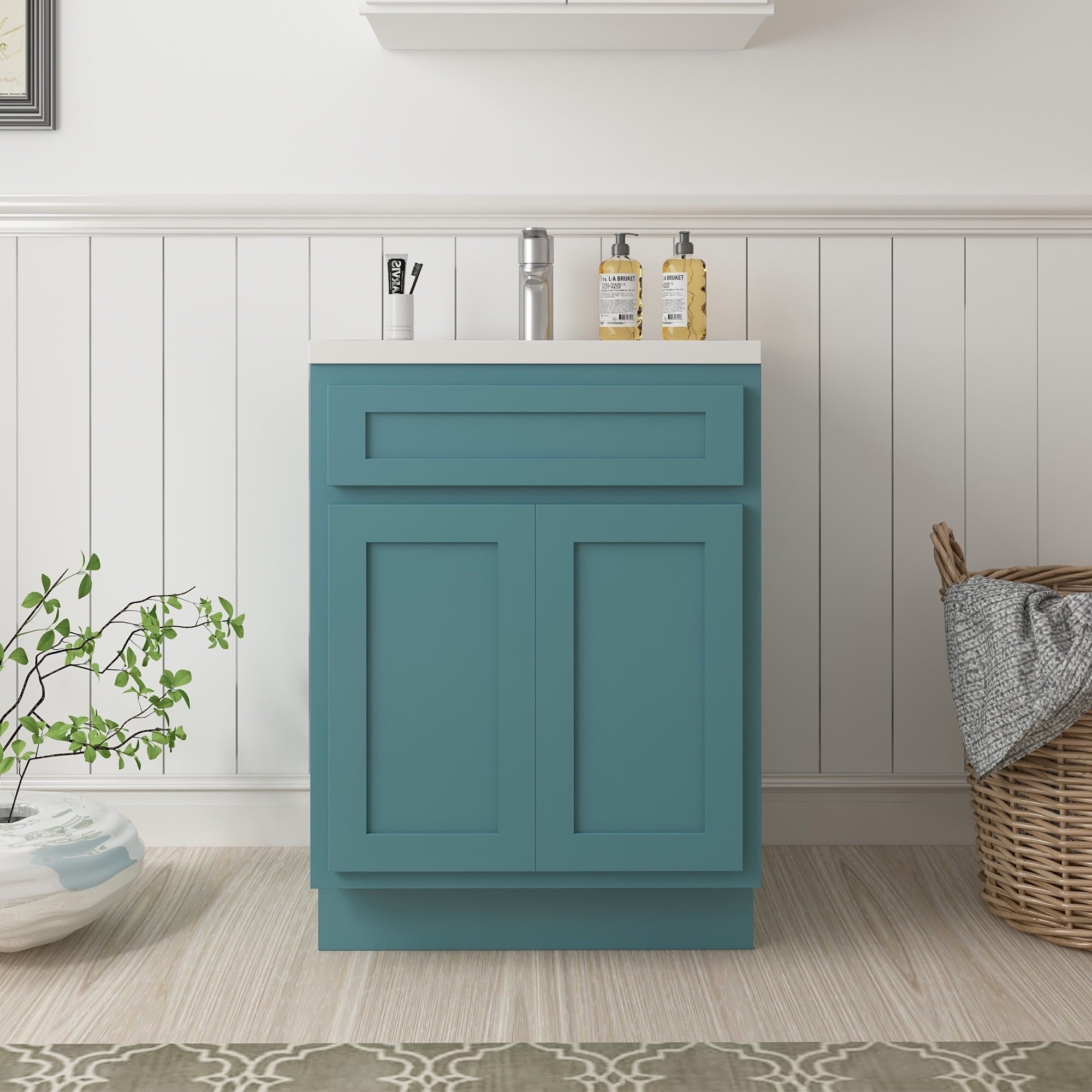 Vanity Art 24-inch Solid Wood Single Sink Bathroom Vanity Cabinet