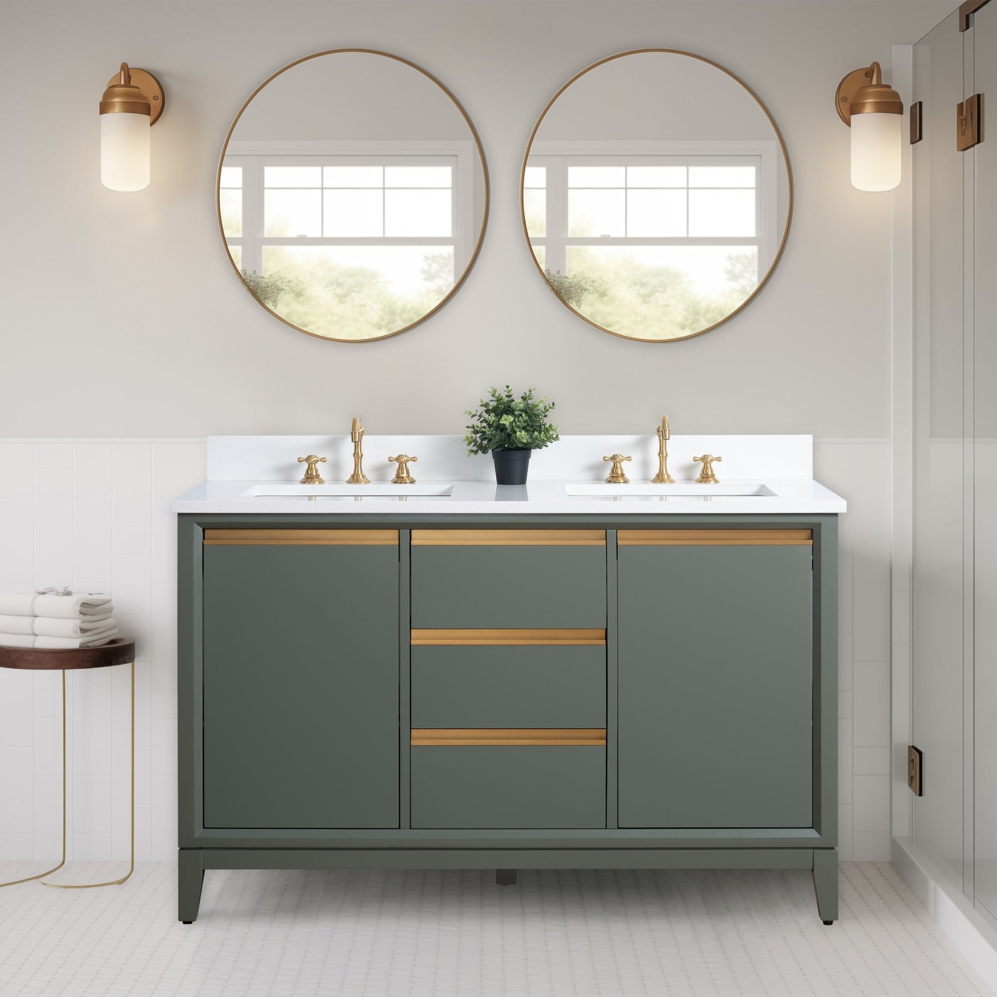 Vanity Art Bathroom Vanity with Ceramic Sink and Engineered Marble Top