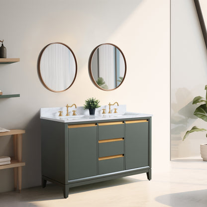 Vanity Art Bathroom Vanity with Ceramic Sink and Engineered Marble Top