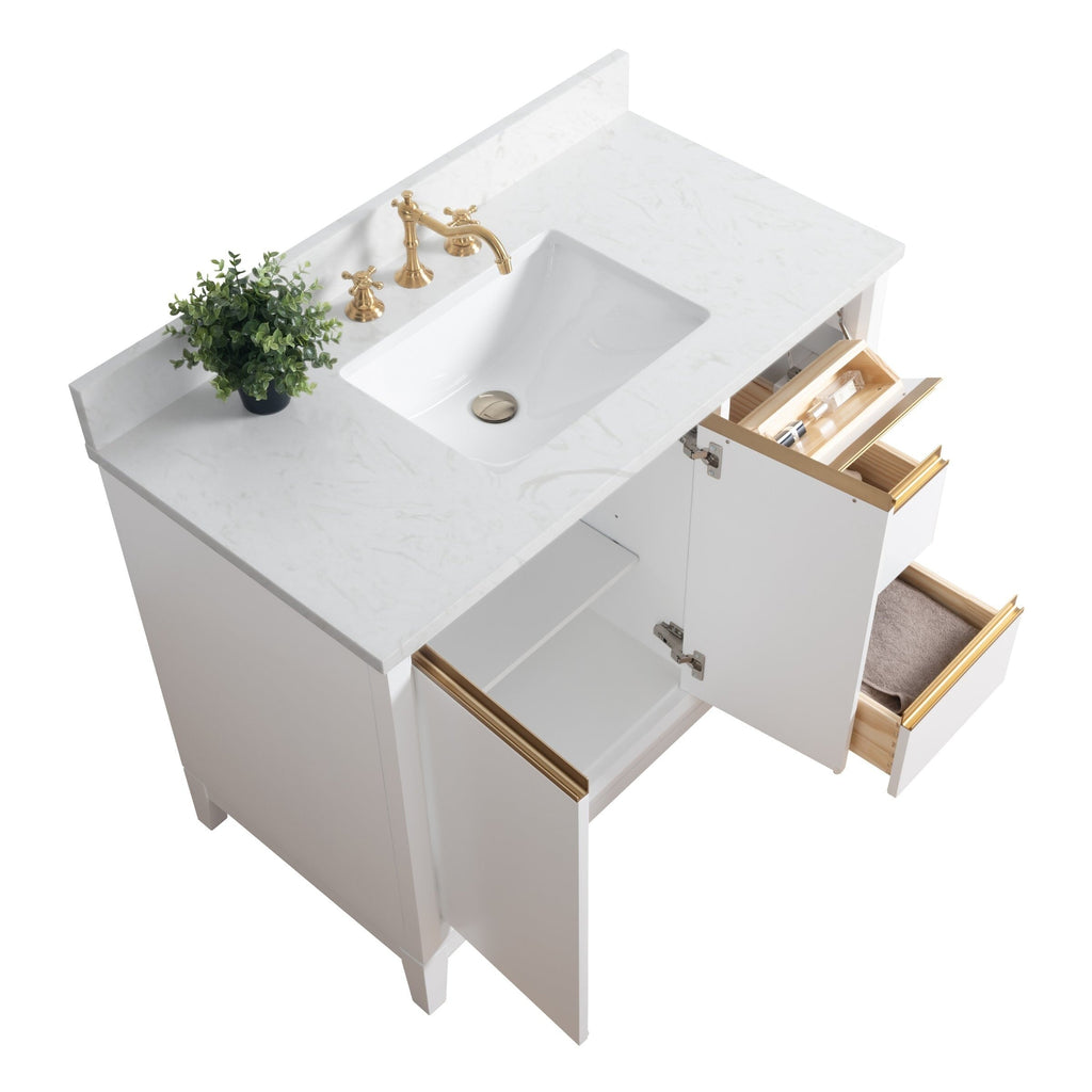 Vanity Art Bathroom Vanity with Ceramic Sink and Engineered Marble Top