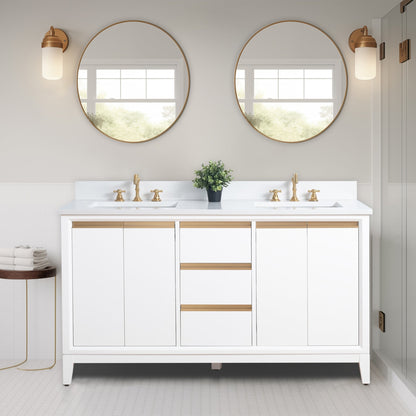 Vanity Art Bathroom Vanity with Ceramic Sink and Engineered Marble Top