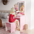 Vanity Set With Mirror and Lamp Home Makeup Dressing Table with Stool
