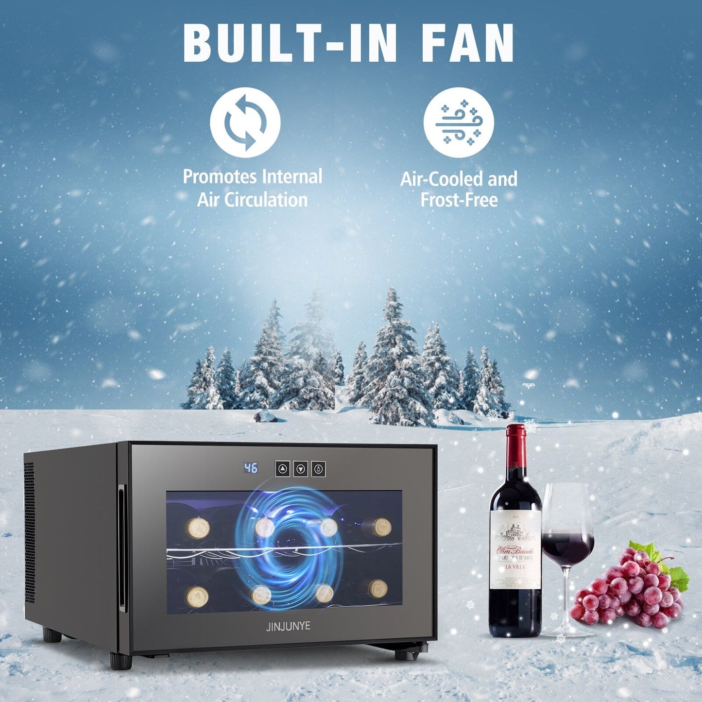 Versatile 8 - bottle Beverage Cooler(46 - 66°F): Sleek Design and Ultra - quiet Operation for Home Use