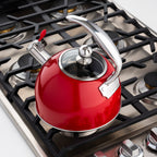 Viking 2.6-Quart Red Stainless Steel Whistling Kettle with 3-Ply Base