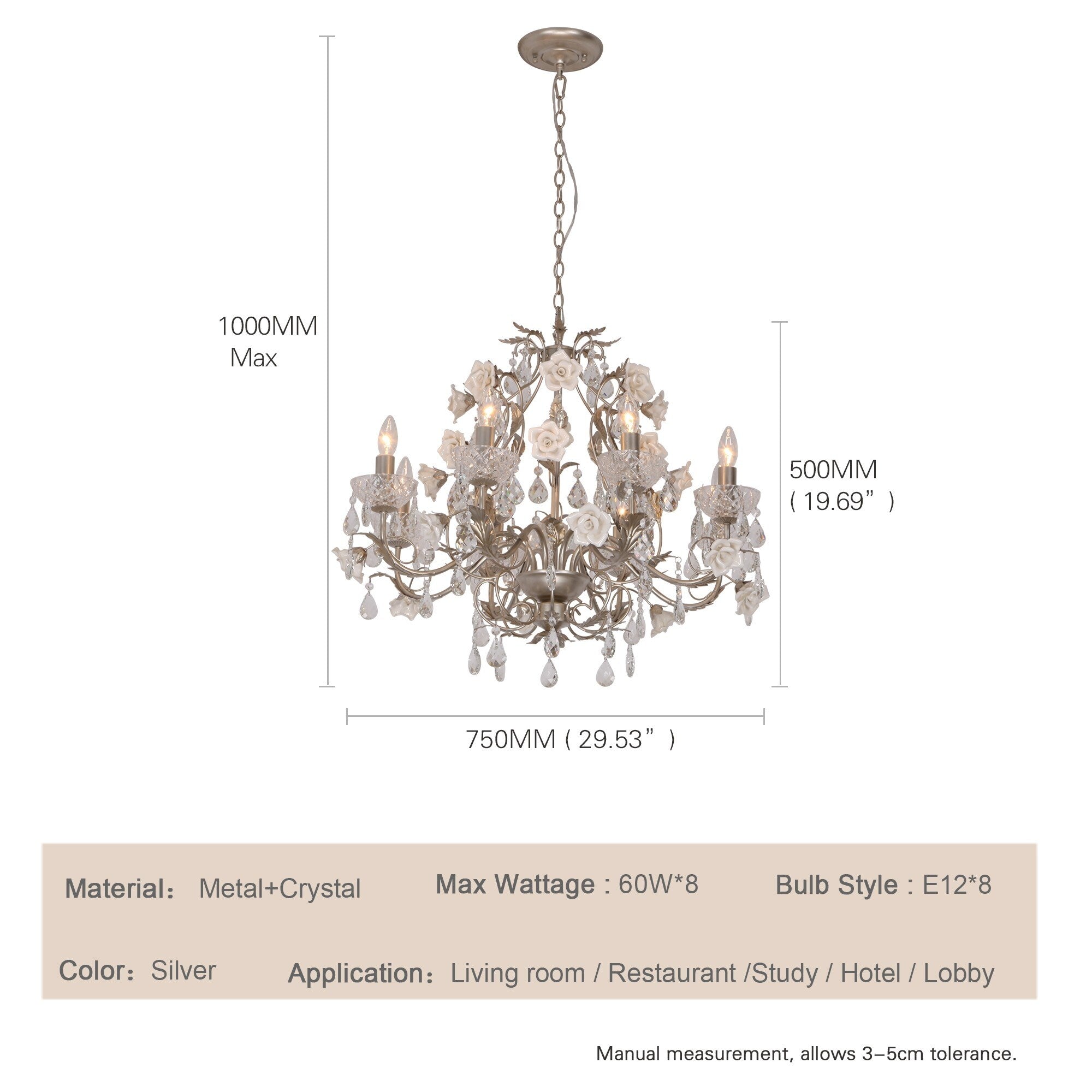 Beautiful and Elegent Vintage Decorative Rose Crystal Palace Chandelier