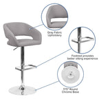 Modern Upholstered Adjustable-Height Barstool with Rounded Back