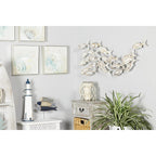 Wood Fish Handmade Swimming Home Wall Decor with Brown Distressing - White - Roche River Decor