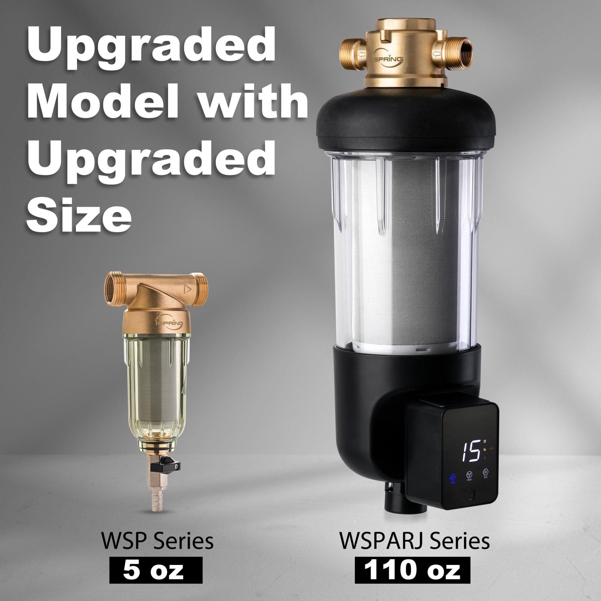 iSpring WSP100ARJ NSF Certified Spin-Down Sediment Water Filter, Jumbo Size, Reusable w/ Touch-Screen Flush Module, 100 Microns