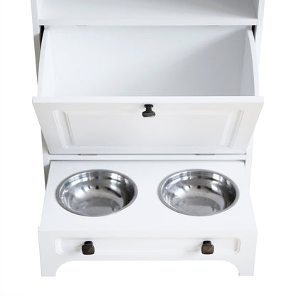 Station d'alimentation pour chiens Roomfitters avec 2 gamelles surélevées et armoire d'alimentation inclinable pour animaux de compagnie