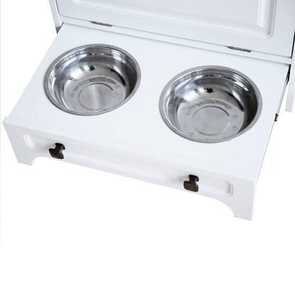 Station d'alimentation pour chiens Roomfitters avec 2 gamelles surélevées et armoire d'alimentation inclinable pour animaux de compagnie